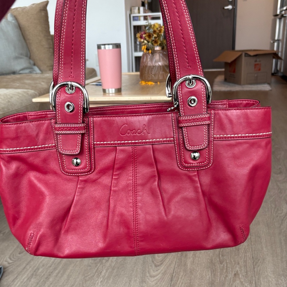 Coach SOHO Pleated Leather Red Bag